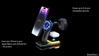 4in1 Adjustable wireless charger for iPhone 12,13,14/Pro/mini/Promax, AirPods Pro, Apple Watch with Light 4in1 Adjustable wireless charger for iPhone 12,13,14/Pro/mini/Promax, AirPods Pro, Apple Watch with Light