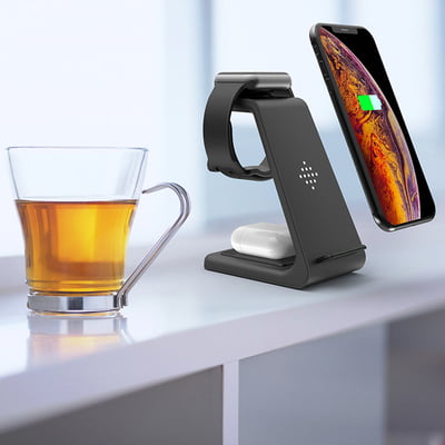 3 in 1 Fast wireless charging stand for iPhone, AirPods and Apple Watch 3 in 1 Fast wireless charging stand for iPhone, AirPods and Apple Watch