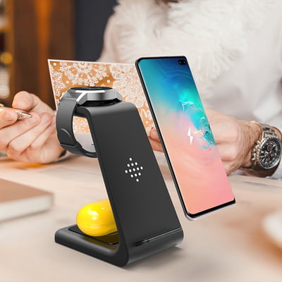 3 in 1 Fast wireless charging stand for iPhone, AirPods and Apple Watch 3 in 1 Fast wireless charging stand for iPhone, AirPods and Apple Watch