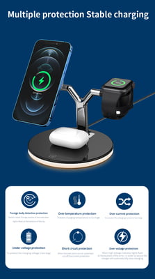 3 in 1 Magnetic wireless charger with Light for iPhone 12/pro/mini/promax, AirPods and Apple Watch 3 in 1 Magnetic wireless charger with Light for iPhone 12/pro/mini/promax, AirPods and Apple Watch
