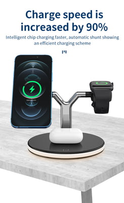 3 in 1 Magnetic wireless charger with Light for iPhone 12/pro/mini/promax, AirPods and Apple Watch 3 in 1 Magnetic wireless charger with Light for iPhone 12/pro/mini/promax, AirPods and Apple Watch