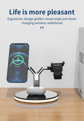 3 in 1 Magnetic wireless charger with Light for iPhone 12/pro/mini/promax, AirPods and Apple Watch 3 in 1 Magnetic wireless charger with Light for iPhone 12/pro/mini/promax, AirPods and Apple Watch