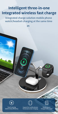 3 in 1 Magnetic wireless charger with Light for iPhone 12/pro/mini/promax, AirPods and Apple Watch 3 in 1 Magnetic wireless charger with Light for iPhone 12/pro/mini/promax, AirPods and Apple Watch