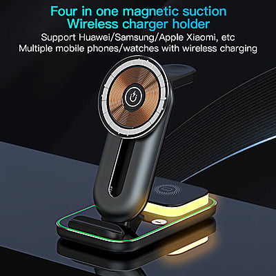 4 in1 Adjustable wireless charger for iPhone 12,13,14/Pro/mini/Promax, AirPods Pro, Apple Watch with Light