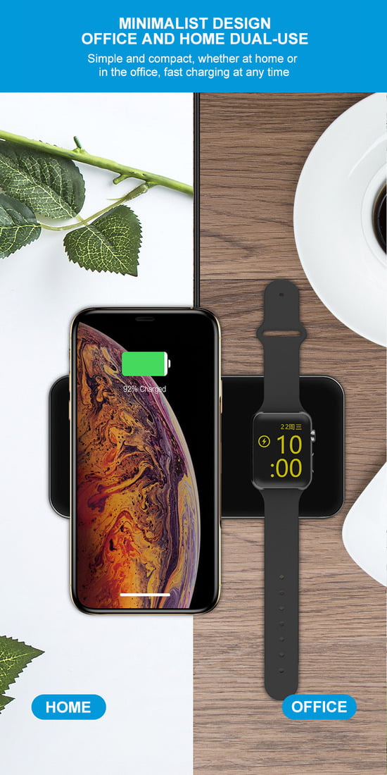 2in1 Premium wireless charging pad for iPhone or AirPods and Apple Watch