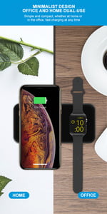 2 in 1 Premium wireless charging pad for iPhone or AirPods and Apple Watch
