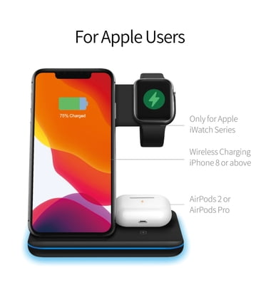 3 in 1 Premium wireless charging stand with LED Light for iPhone, AirPods and Apple Watch 3 in 1 Premium wireless charging stand with LED Light for iPhone, AirPods and Apple Watch