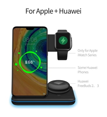 3 in 1 Premium wireless charging stand with LED Light for iPhone, AirPods and Apple Watch 3 in 1 Premium wireless charging stand with LED Light for iPhone, AirPods and Apple Watch