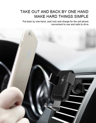 Fast wireless car charger for mobiles with sensor to open and close